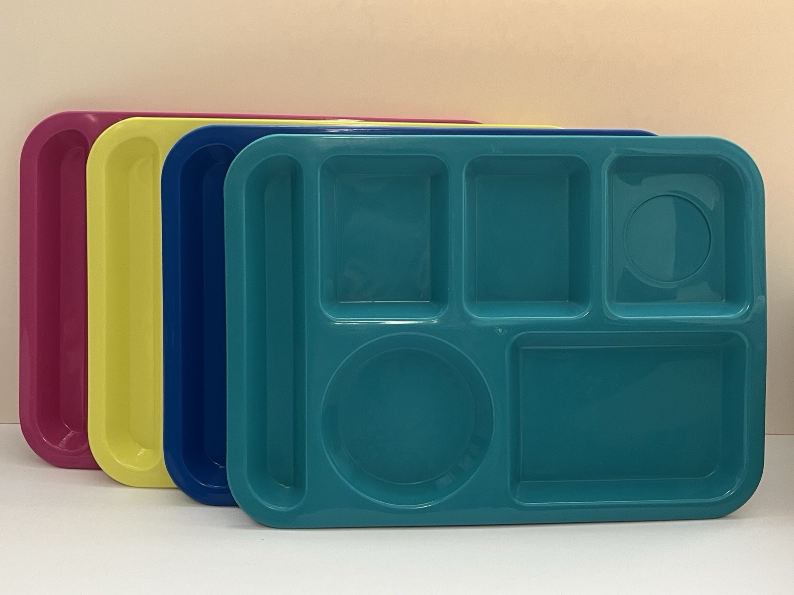 Set of 4 Tucker Housewares Divided Lunch/Camping Trays Multi Color Plastic