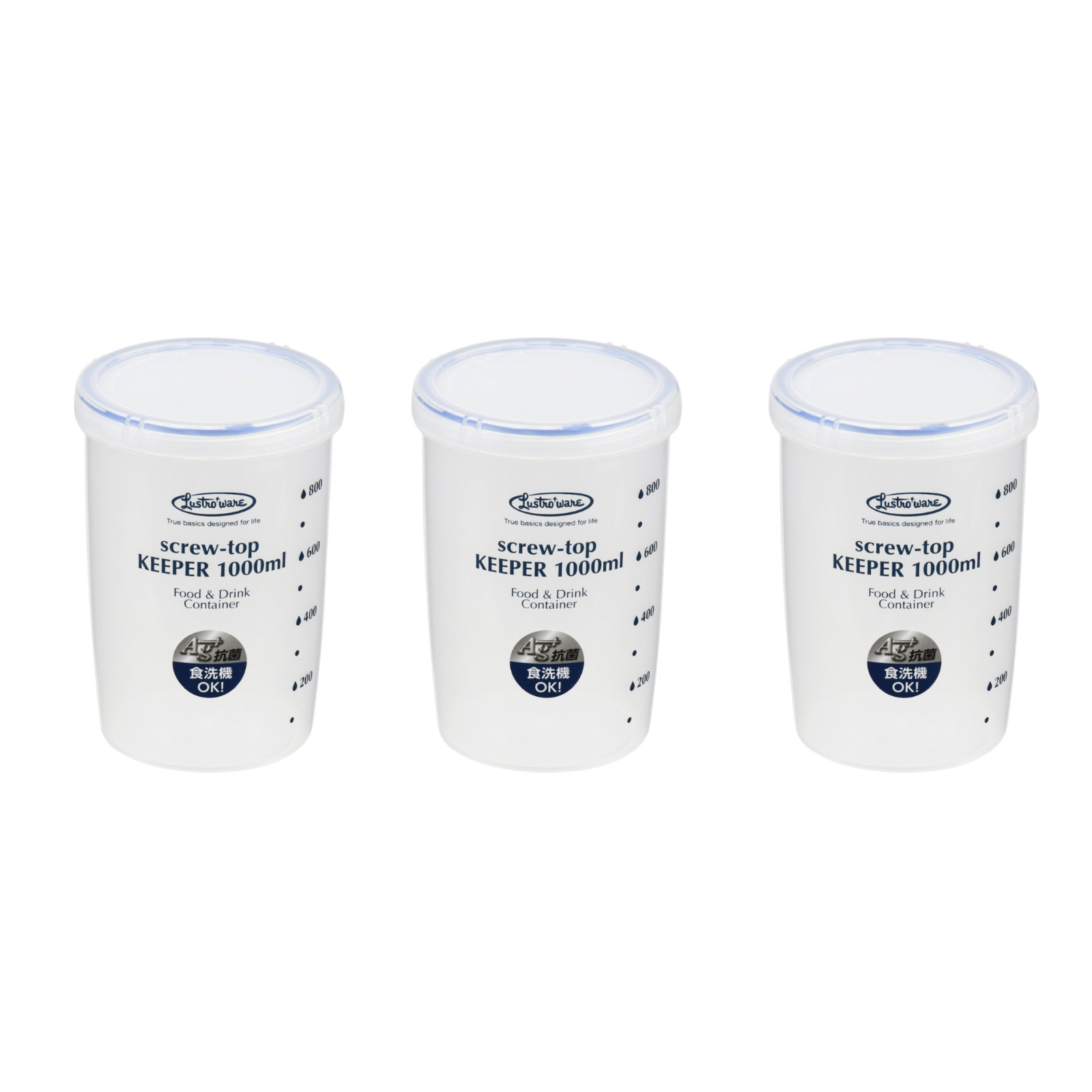 Set of 3, Lustroware Airtight Food Storage Container Set with Screw Top Lid