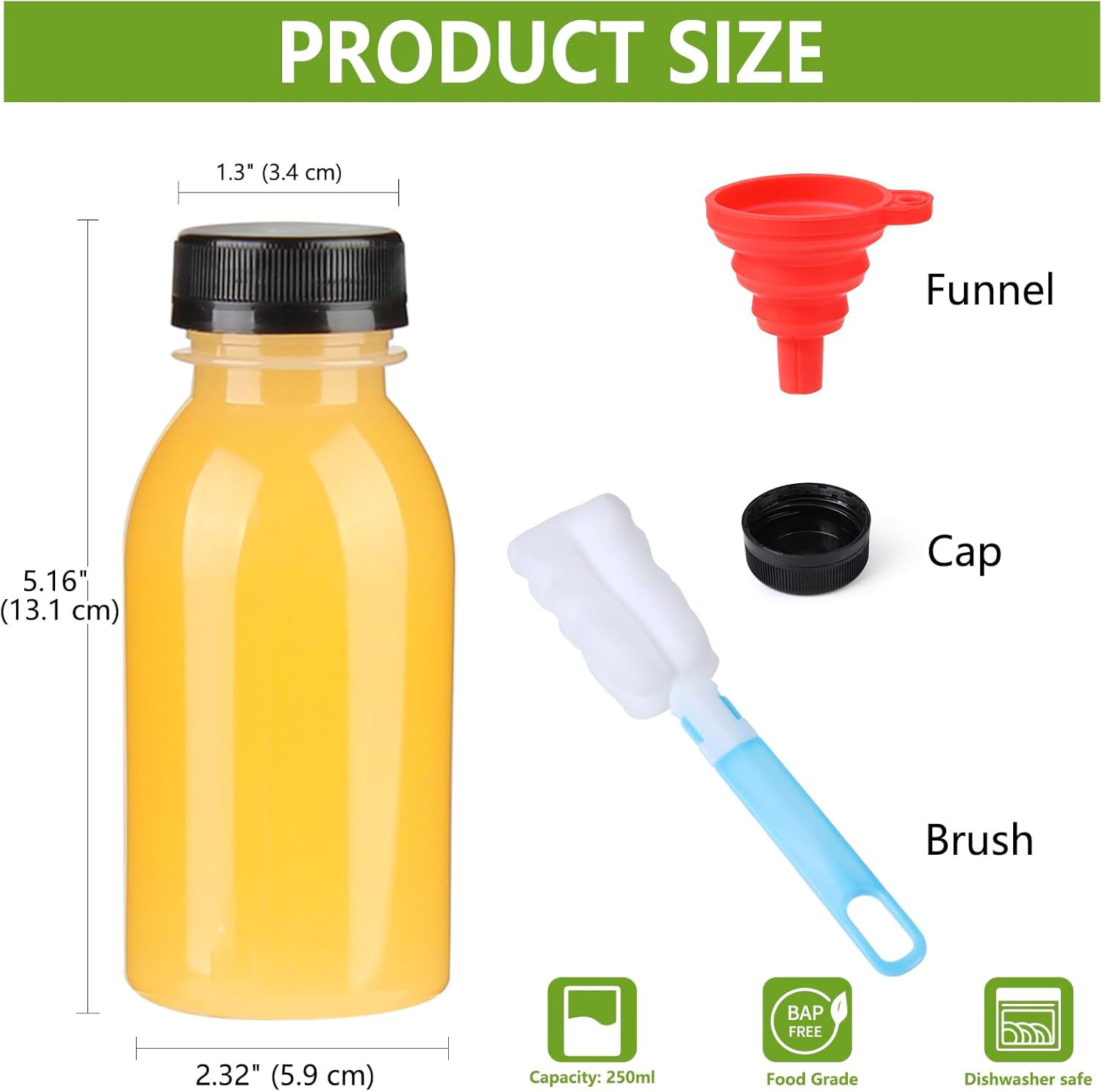 Zmybcpack 12 Pack 8Oz PP Heat-Resistant Plastic Juice Bottles with Caps-Plastic