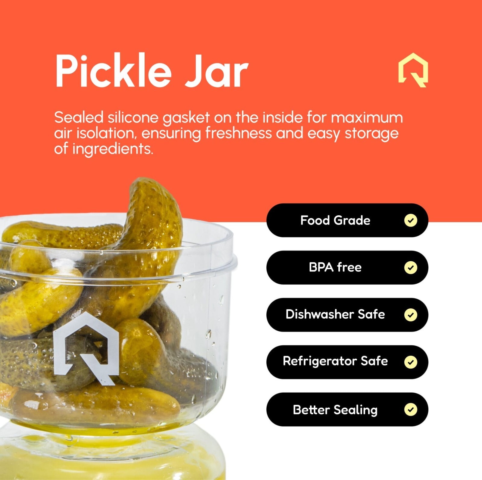 BIG SALE! Qualikus 200ml Storage Jar w/ Flip Lid Airtight Container