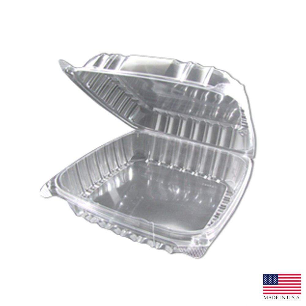 DART C90PST1 ClearSeal Clear 8″x8″x3″ Plastic Hinged Container 2/125 cs