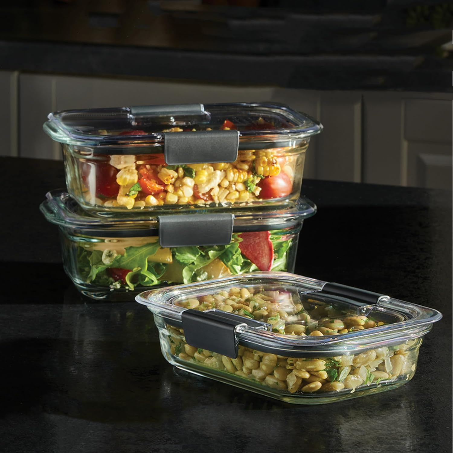 Rubbermaid Brilliance Glass Food Storage Containers, Assorted Sizes, Set of 9, B