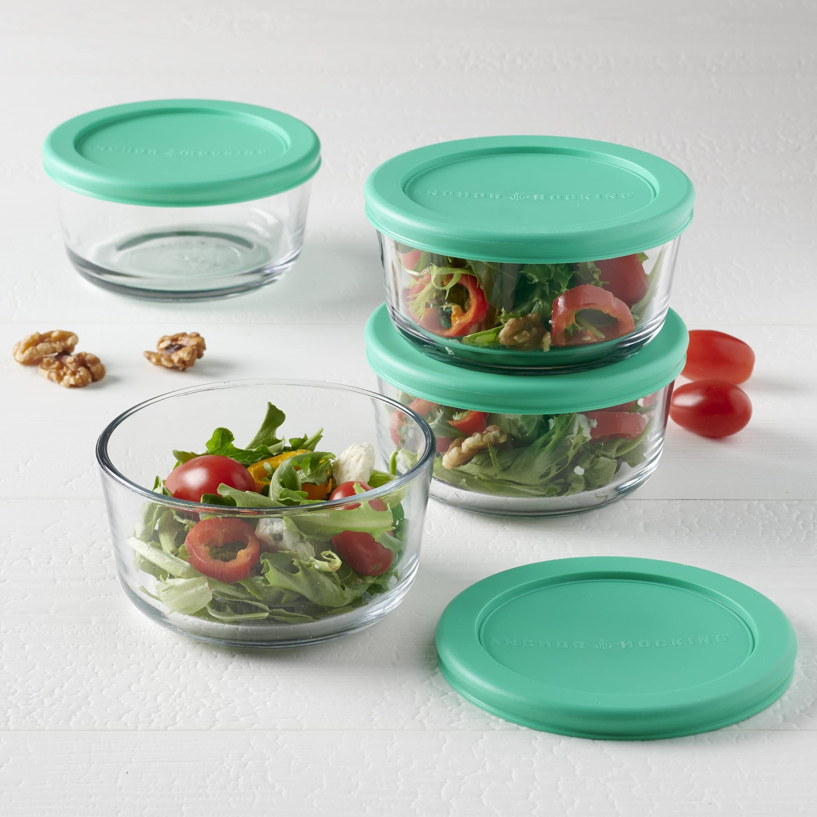 2 Cup Glass Storage Containers with Lids, Set of 4 Glass Food Storage Containers