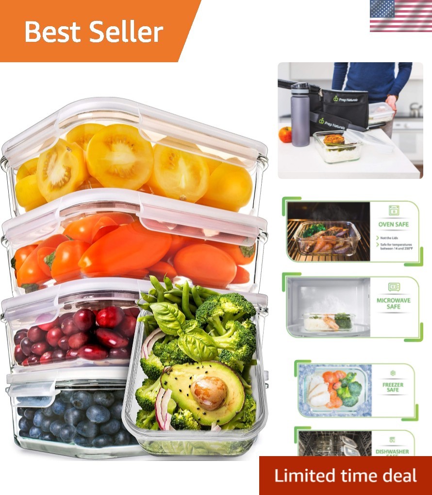 Elegant Multi-Compartment Glass Meal Prep Containers with Air Tight Lids – 30 Oz