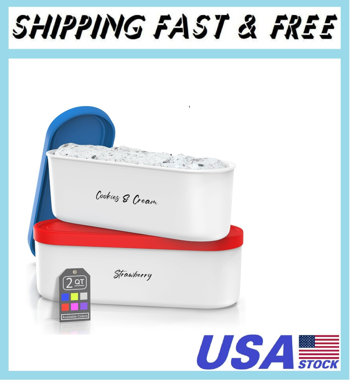 Ice Cream Containers – 2 Quart Ea. (Set of 2) – Premium Reusable Freezer Storage