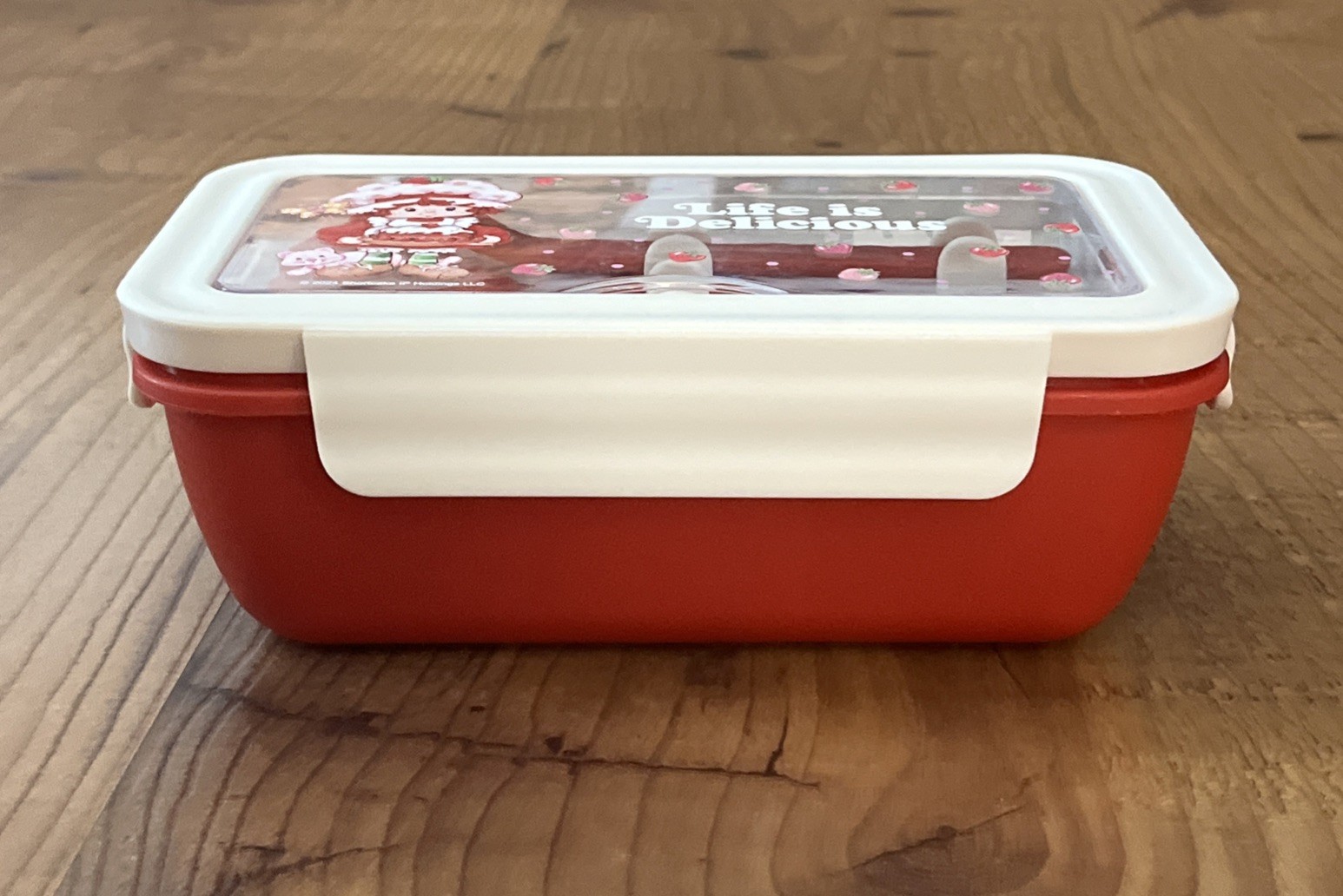 Strawberry Shortcake Lunch Snack Box With Snap Closure Lid Knife Spoon Fork NICE