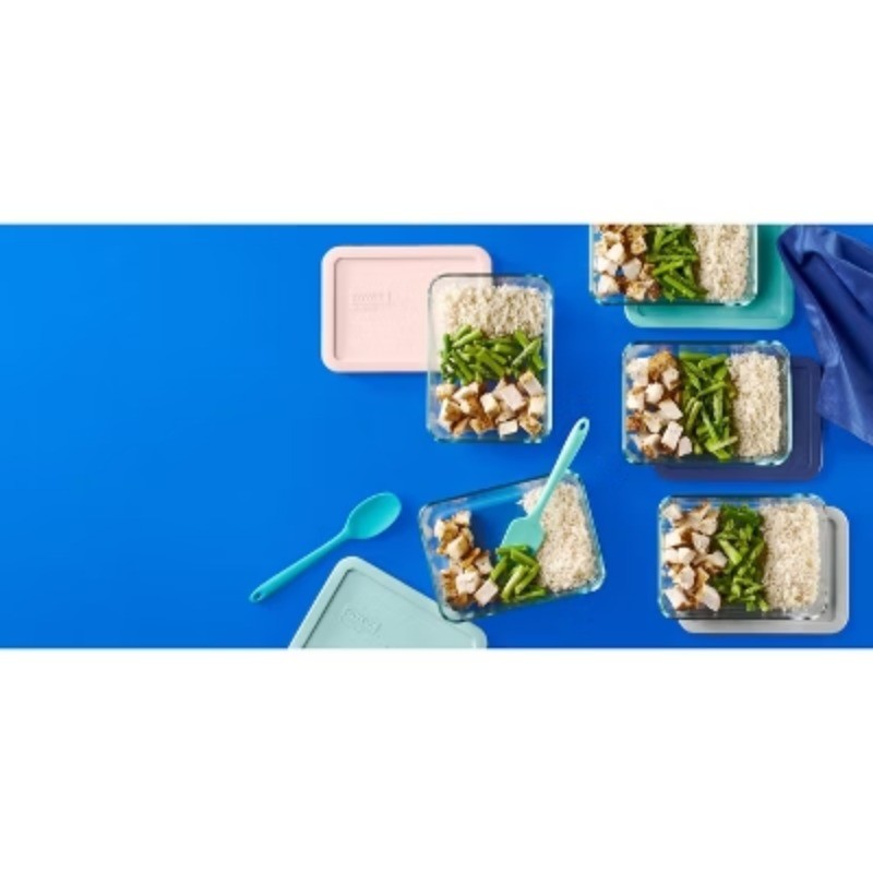 Pyrex 10pc Glass Meal Prep Set: Clear Glass Food Storage Containers with Plastic