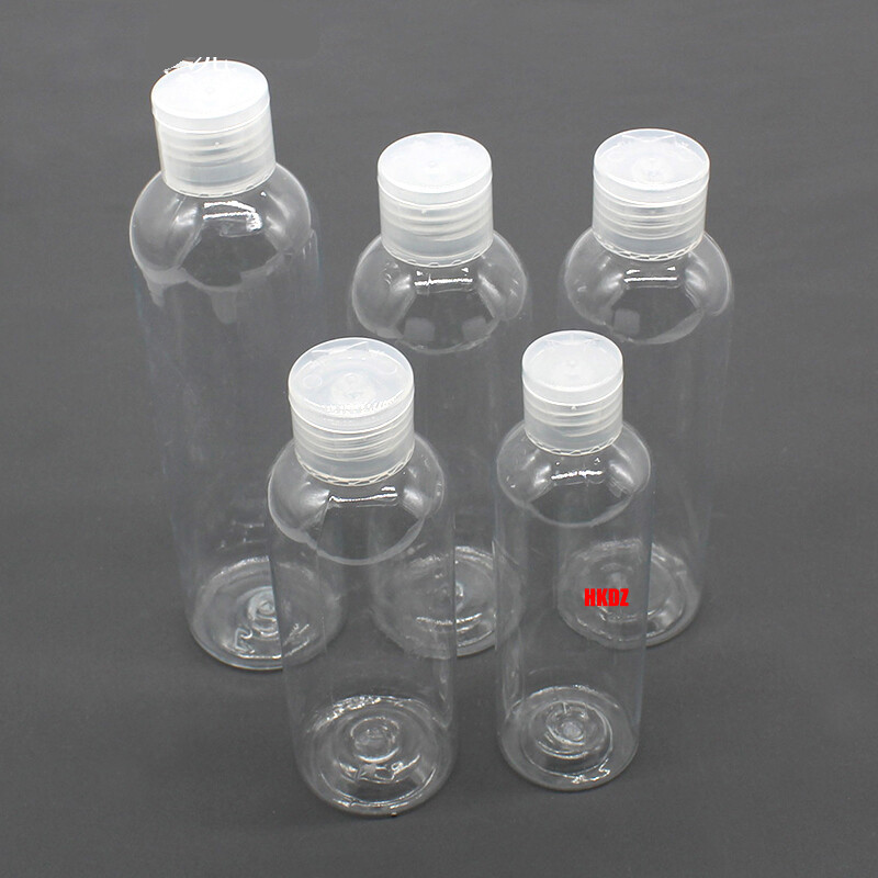 100ml/150/180/200/250ml Clear Round Plastic Bottles with Caps Science Laboratory