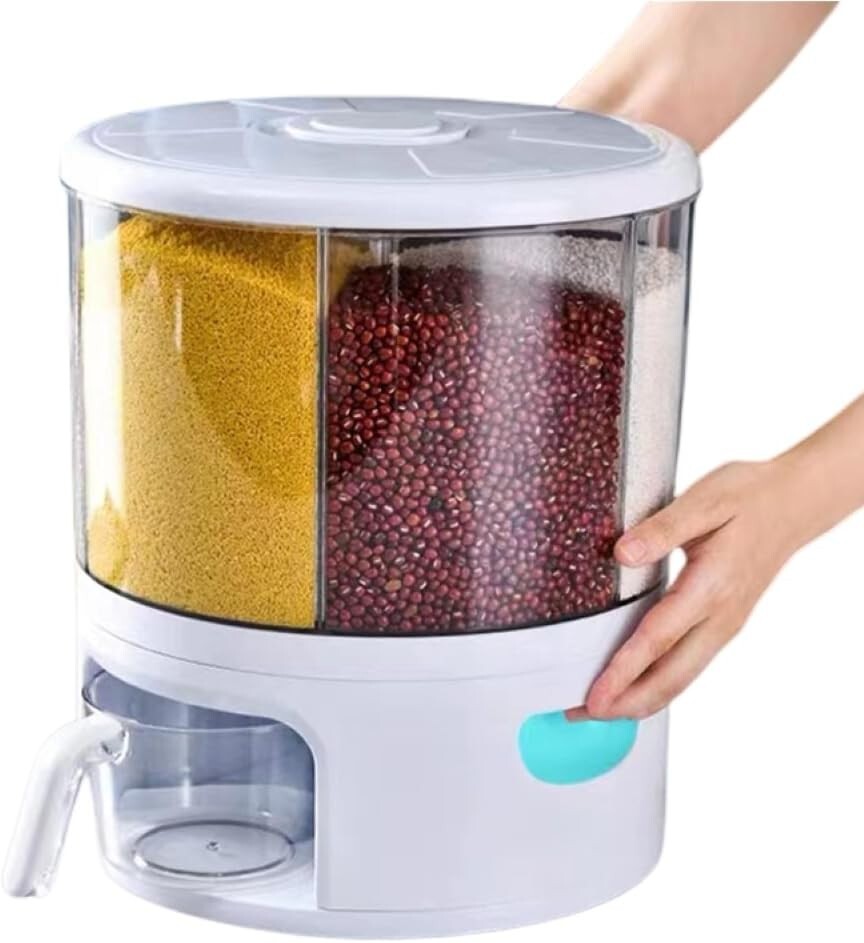NOGUERA Dry Food 360 Storage Dispenser Container Cereal Rice Grain 6 compartment