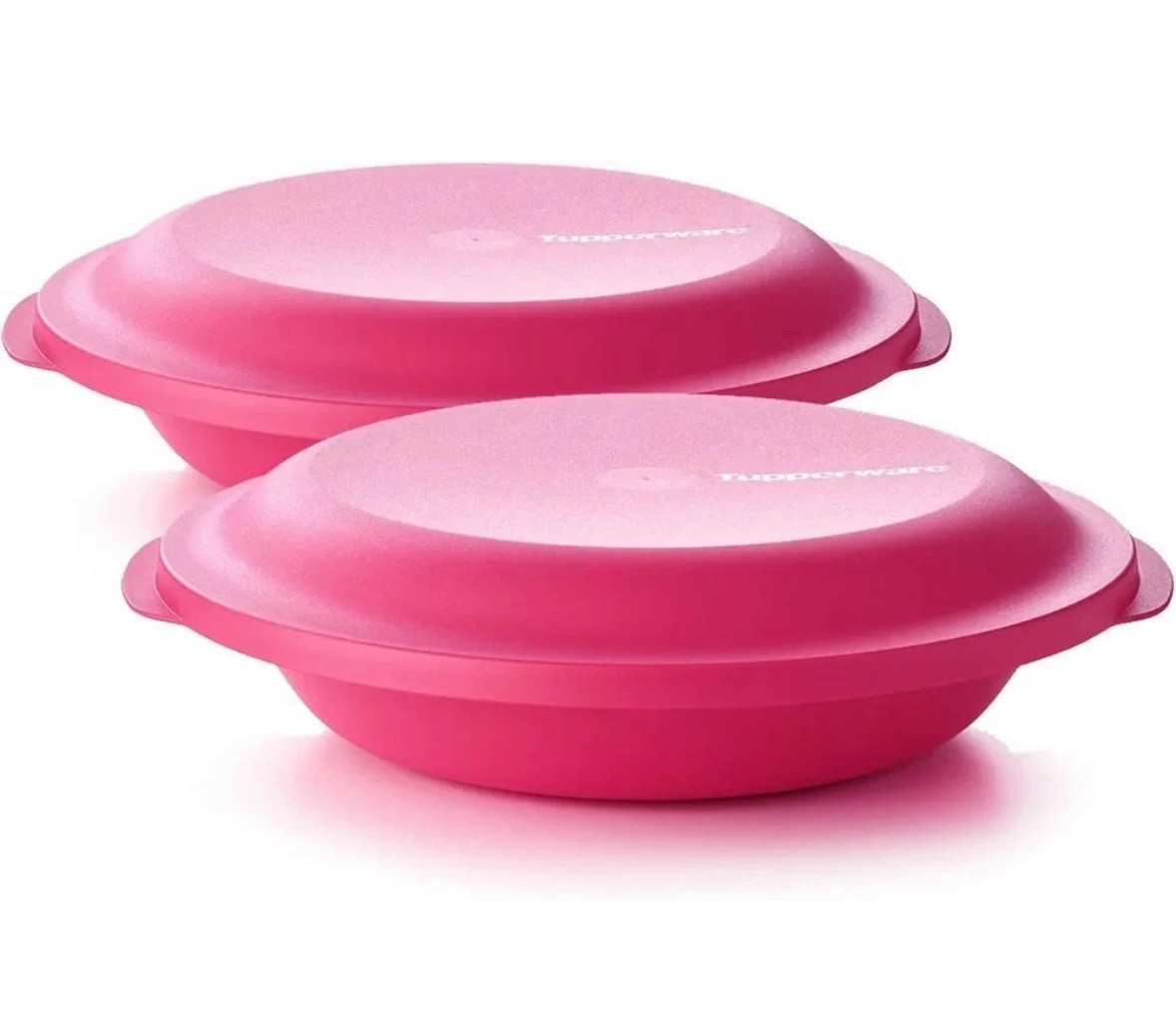 Tupperware Aloha Double Plate Set Of 2 Pink 27cm New Camping Picnic BBQ