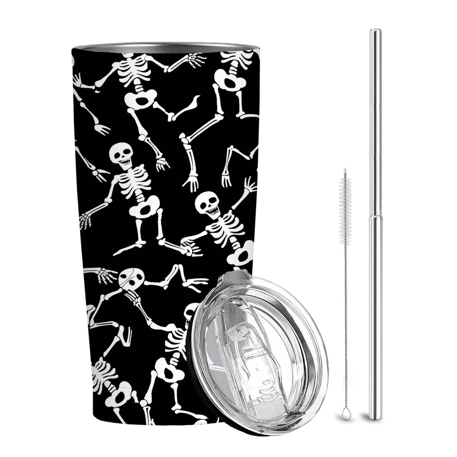QruKinx Skeleton 20oz Tumbler Skull Stainless Steel Insulated Travel Mug