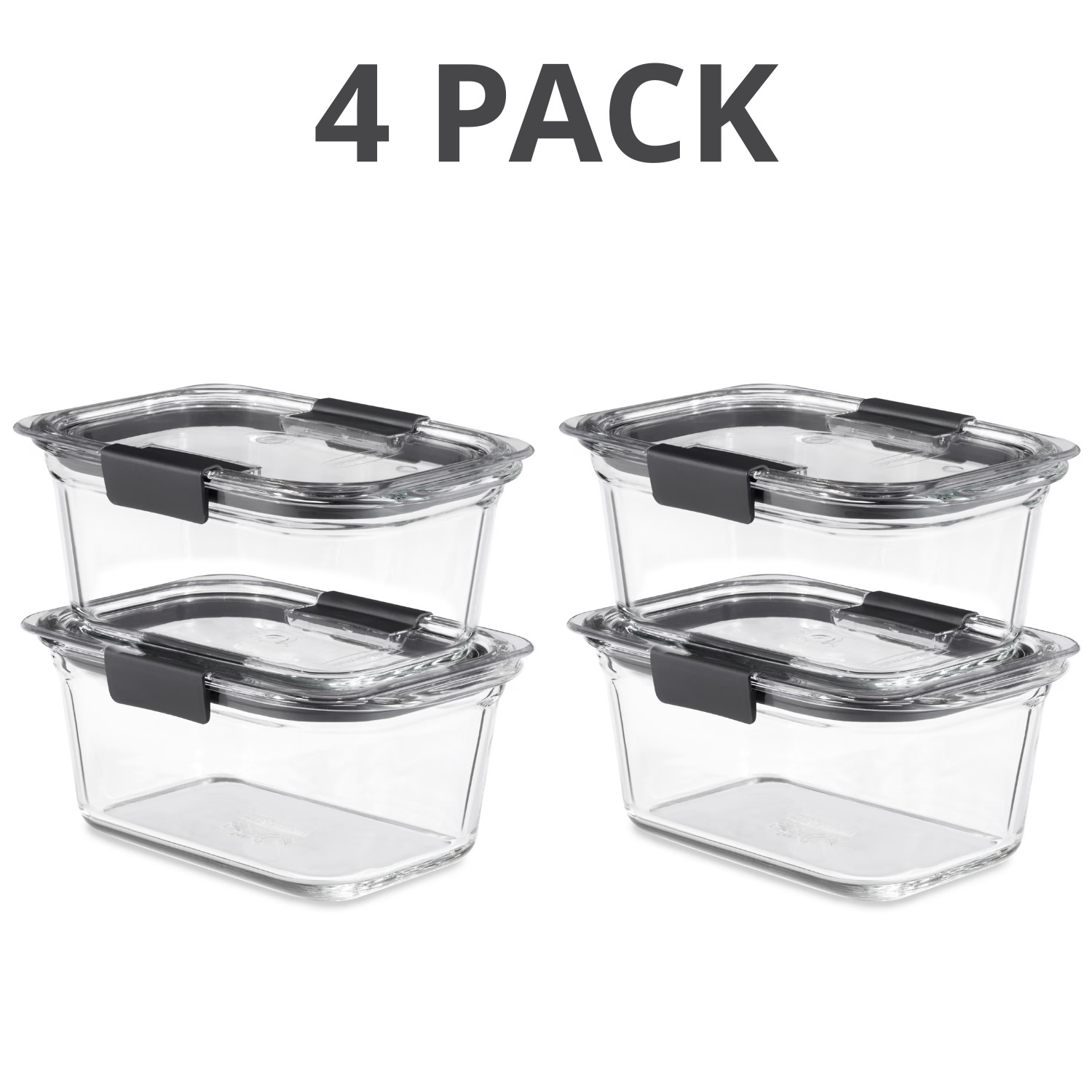 Rubbermaid Brilliance Glass Food Storage 4-Pack 4.7 Cup Leak Proof Set